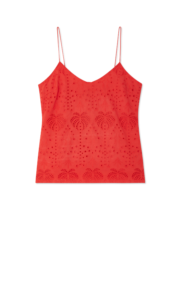 NEVER FULLY DRESSED Red Broderie Cami Top