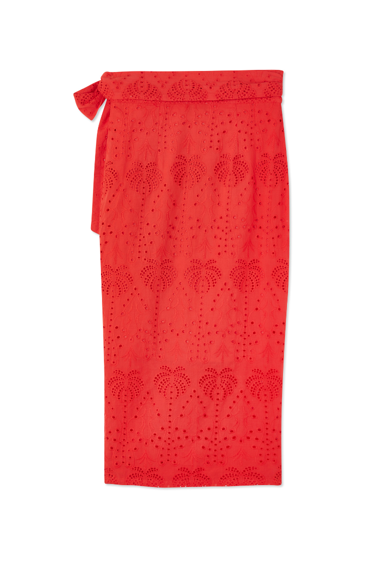 NEVER FULLY DRESSED Red Broderie Jaspre Skirt
