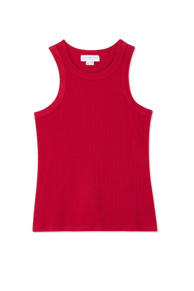 NEVER FULLY DRESSED Deep Red Rib Tank Top