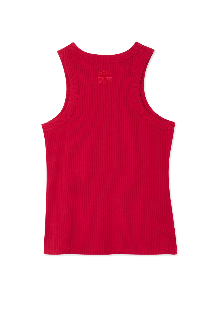 NEVER FULLY DRESSED Deep Red Rib Tank Top