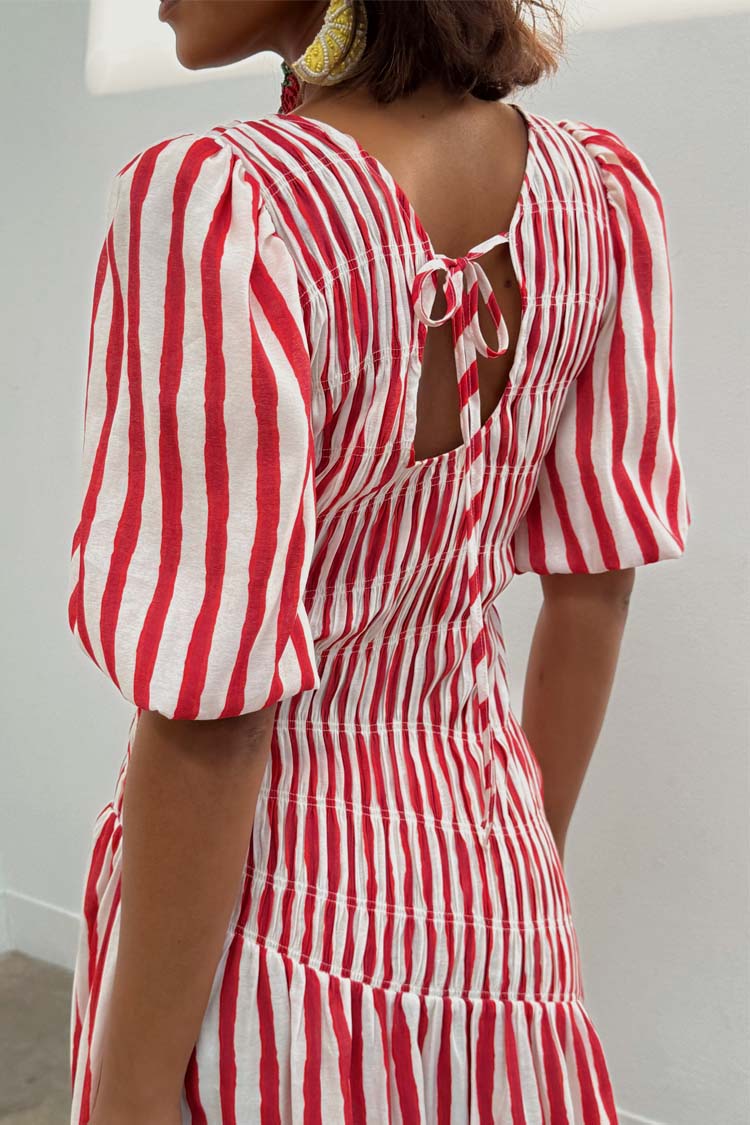 NEVER FULLY DRESSED Red Stripe Nara Dress