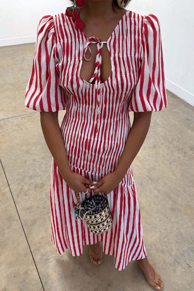 NEVER FULLY DRESSED Red Stripe Nara Dress