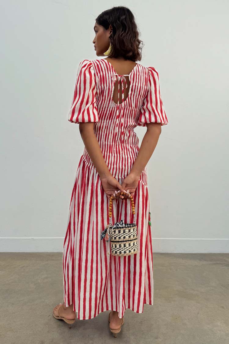 NEVER FULLY DRESSED Red Stripe Nara Dress