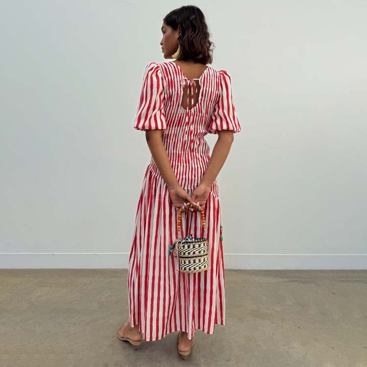 NEVER FULLY DRESSED Red Stripe Nara Dress