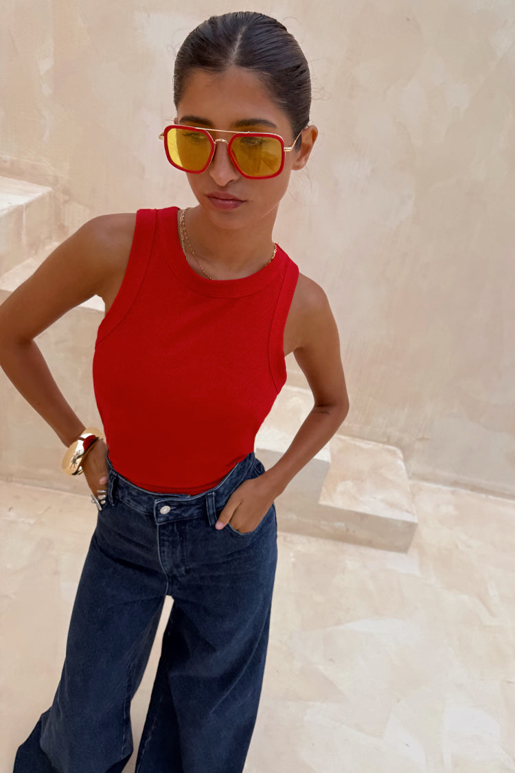 NEVER FULLY DRESSED Red Tank Top