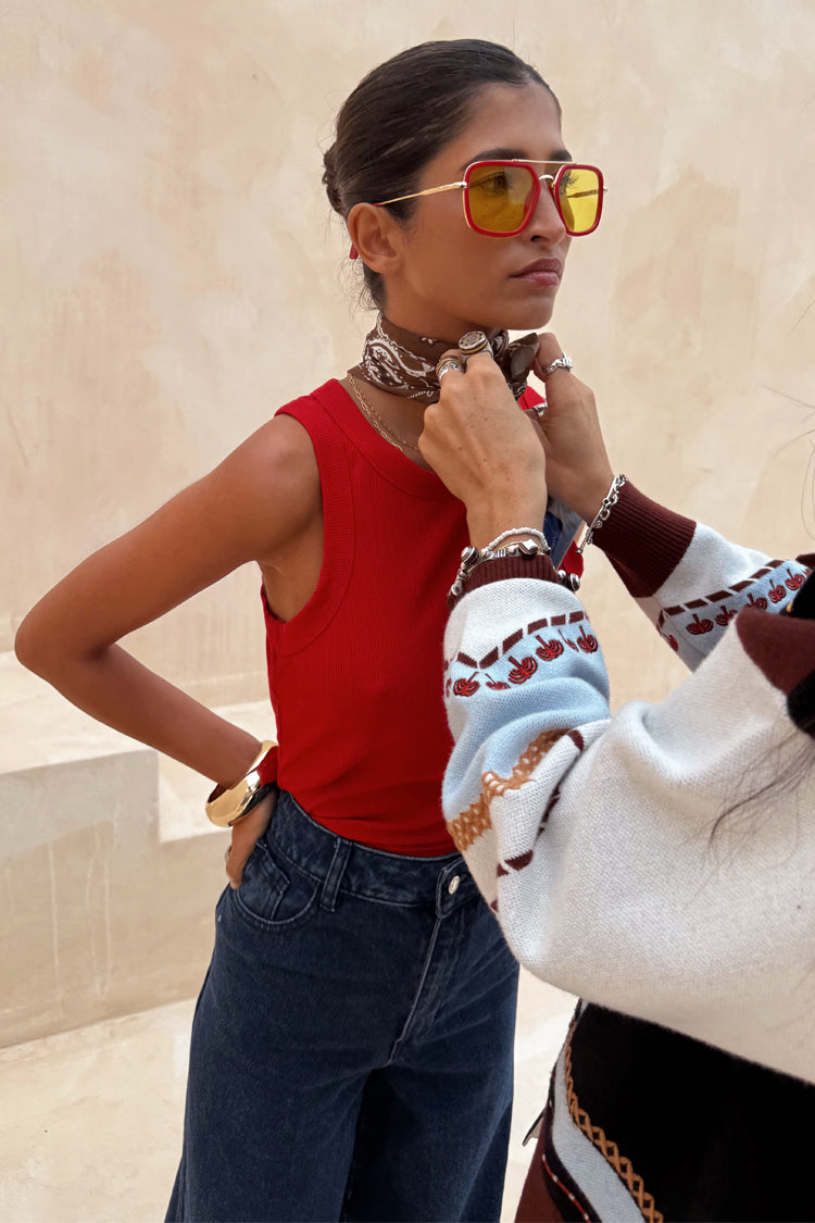 NEVER FULLY DRESSED Red Tank Top