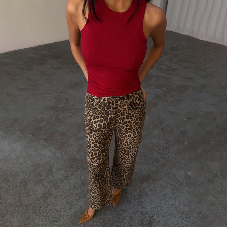 NEVER FULLY DRESSED Deep Red Rib Tank Top