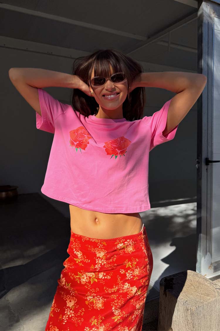 NEVER FULLY DRESSED Pink Rose Boob T-Shirt