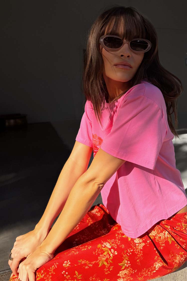 NEVER FULLY DRESSED Pink Rose Boob T-Shirt
