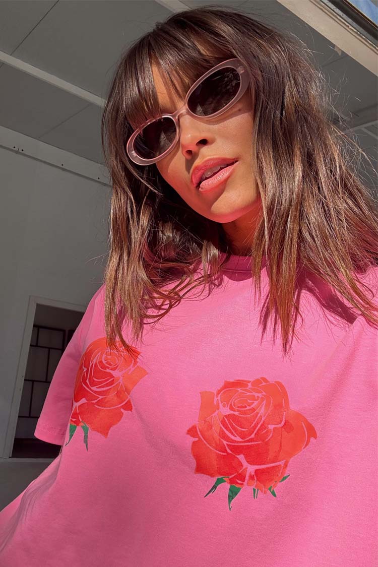 NEVER FULLY DRESSED Pink Rose Boob T-Shirt