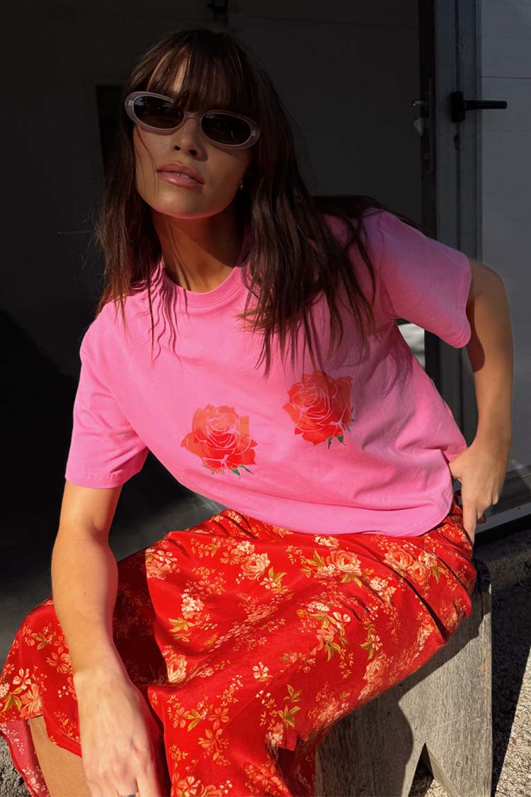 NEVER FULLY DRESSED Pink Rose Boob T-Shirt