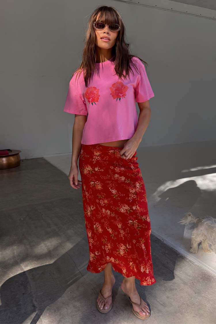 NEVER FULLY DRESSED Pink Rose Boob T-Shirt
