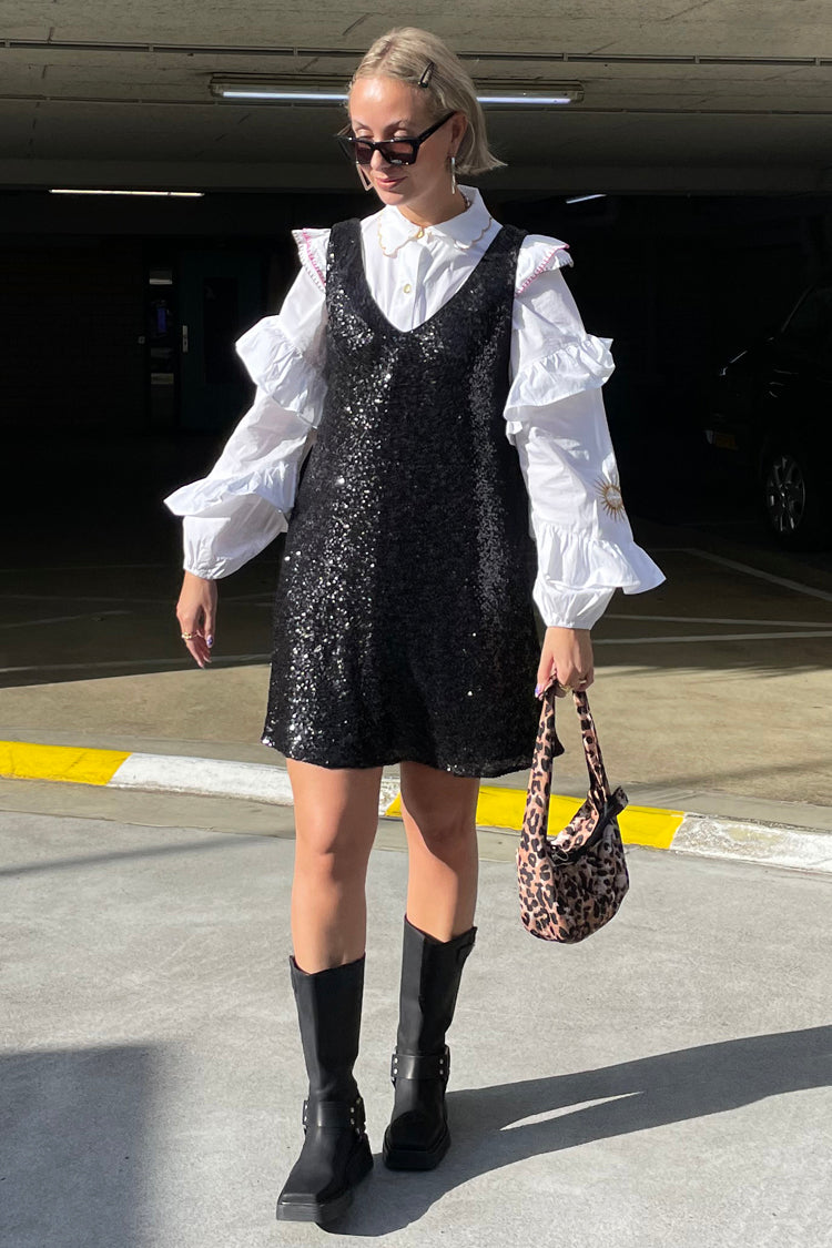 NEVER FULLY DRESSED Black Sequin Mini Ruby Dress
