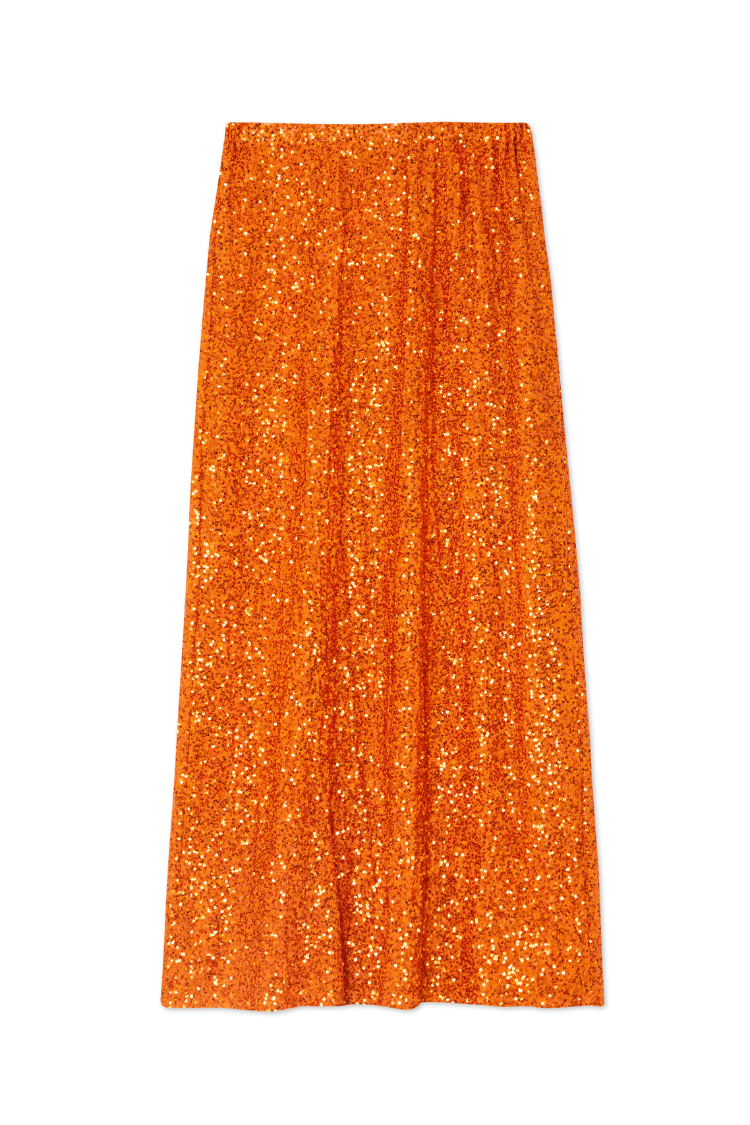 NEVER FULLY DRESSED Orange Sequin Dorris Skirt