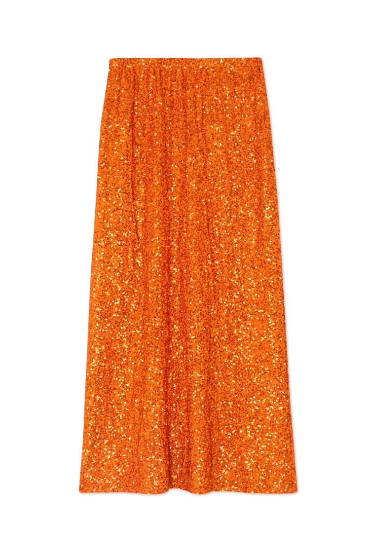 NEVER FULLY DRESSED Orange Sequin Dorris Skirt