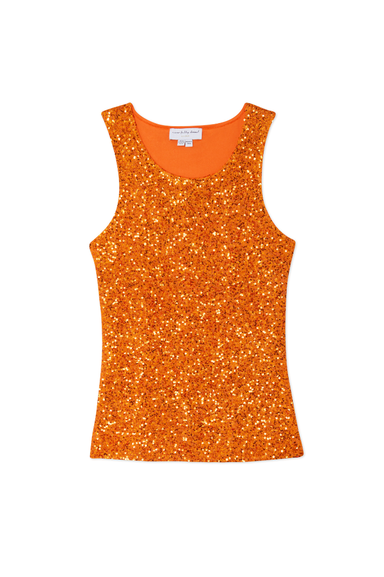 NEVER FULLY DRESSED Orange Sequin Tank Top