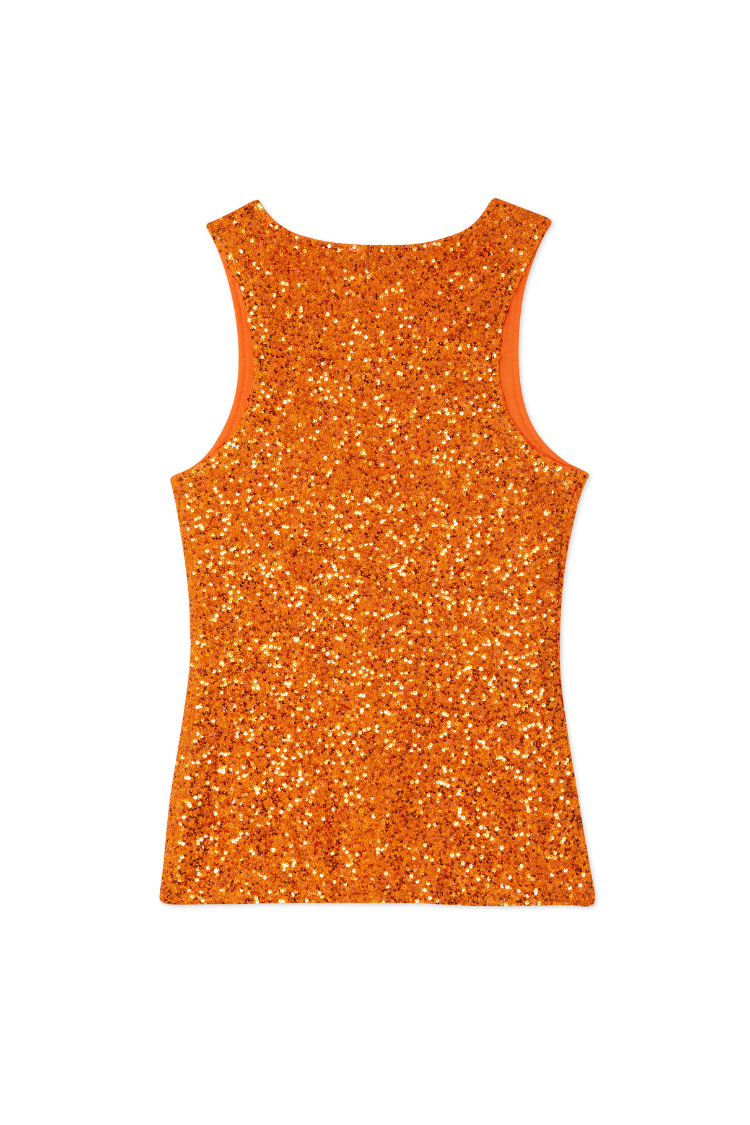NEVER FULLY DRESSED Orange Sequin Tank Top