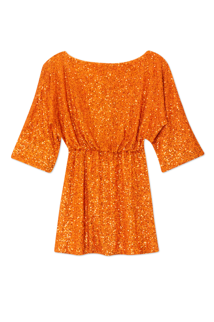 NEVER FULLY DRESSED Orange Sequin Tilly Dress