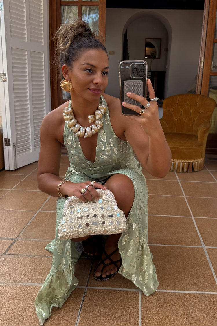 NEVER FULLY DRESSED Sage Freya Jacquard Maxi Dress