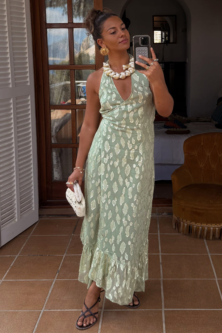 NEVER FULLY DRESSED Sage Freya Jacquard Maxi Dress Petite