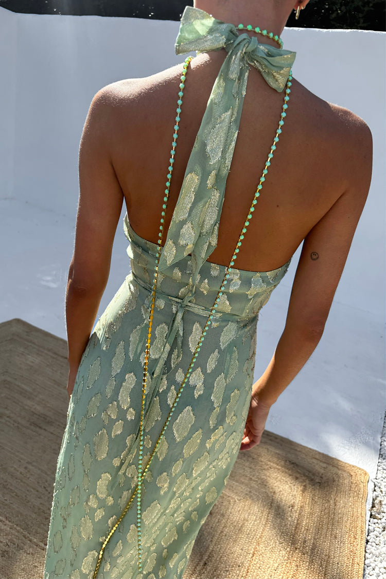 NEVER FULLY DRESSED Sage Freya Jacquard Maxi Dress
