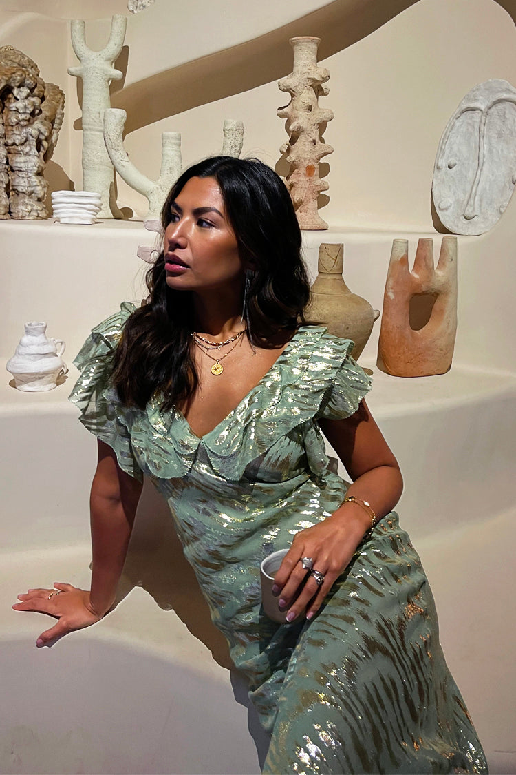 NEVER FULLY DRESSED Sage Jacquard Tilda Dress