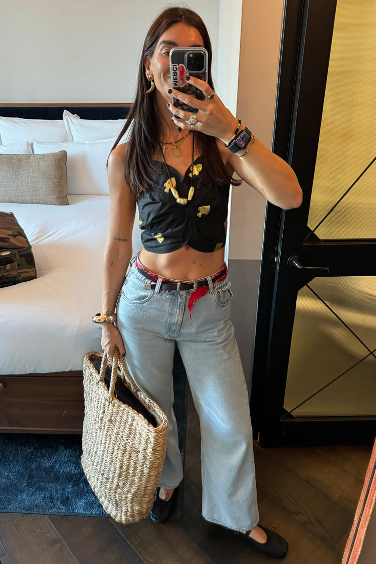 NEVER FULLY DRESSED Scallop Detail Straight Leg Jeans