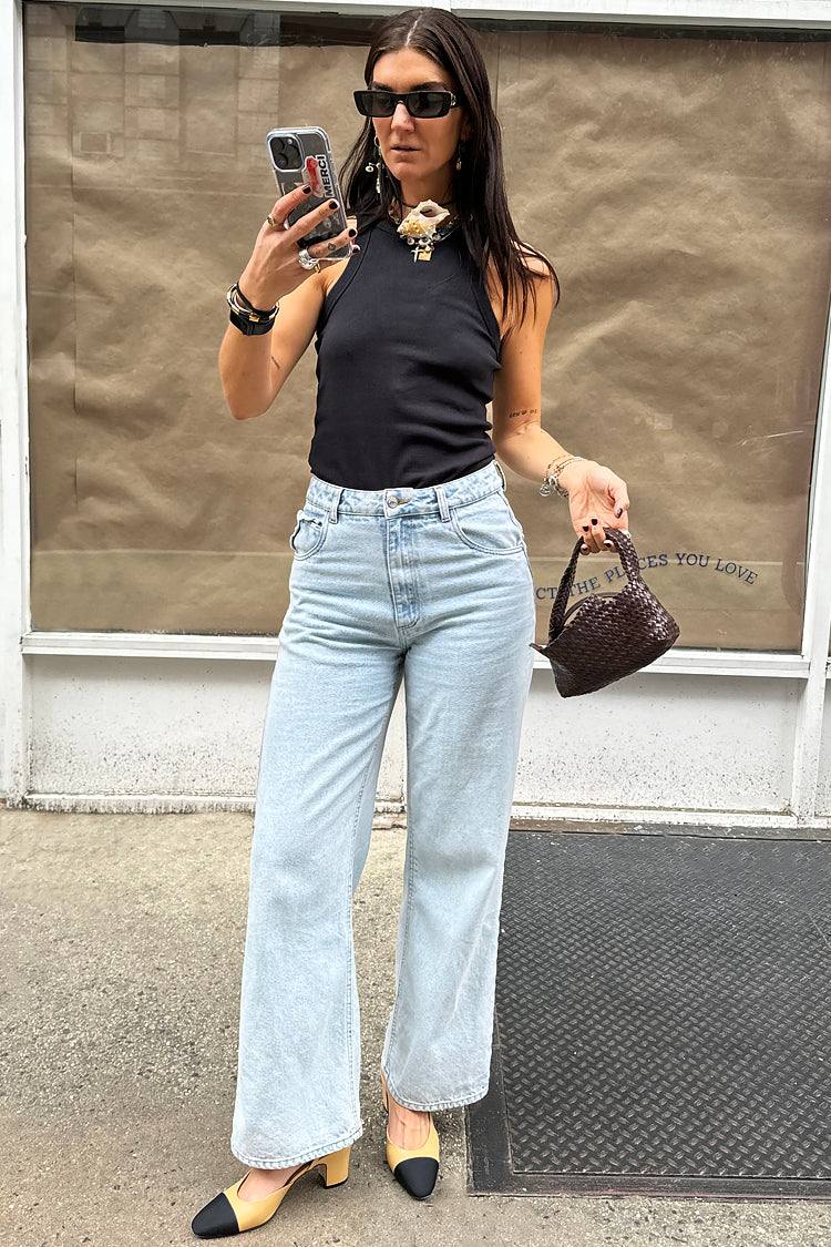 NEVER FULLY DRESSED Scallop Detail Straight Leg Jeans