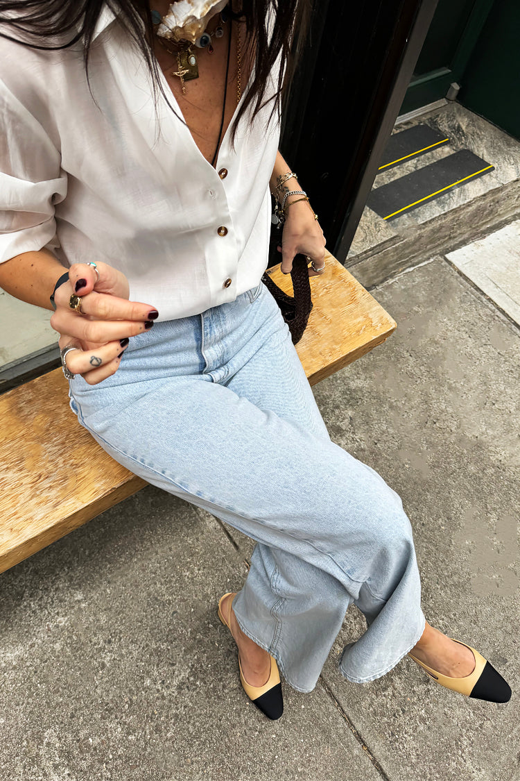 NEVER FULLY DRESSED Scallop Detail Straight Leg Jeans