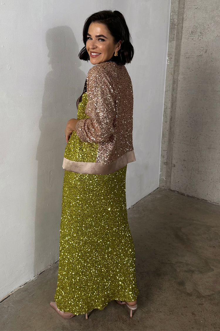 NEVER FULLY DRESSED Sequin Mix Bomber