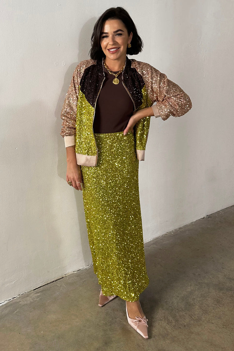 NEVER FULLY DRESSED Sequin Mix Bomber