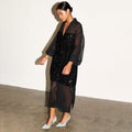 NEVER FULLY DRESSED Black Sequin Lila Shirt Dress