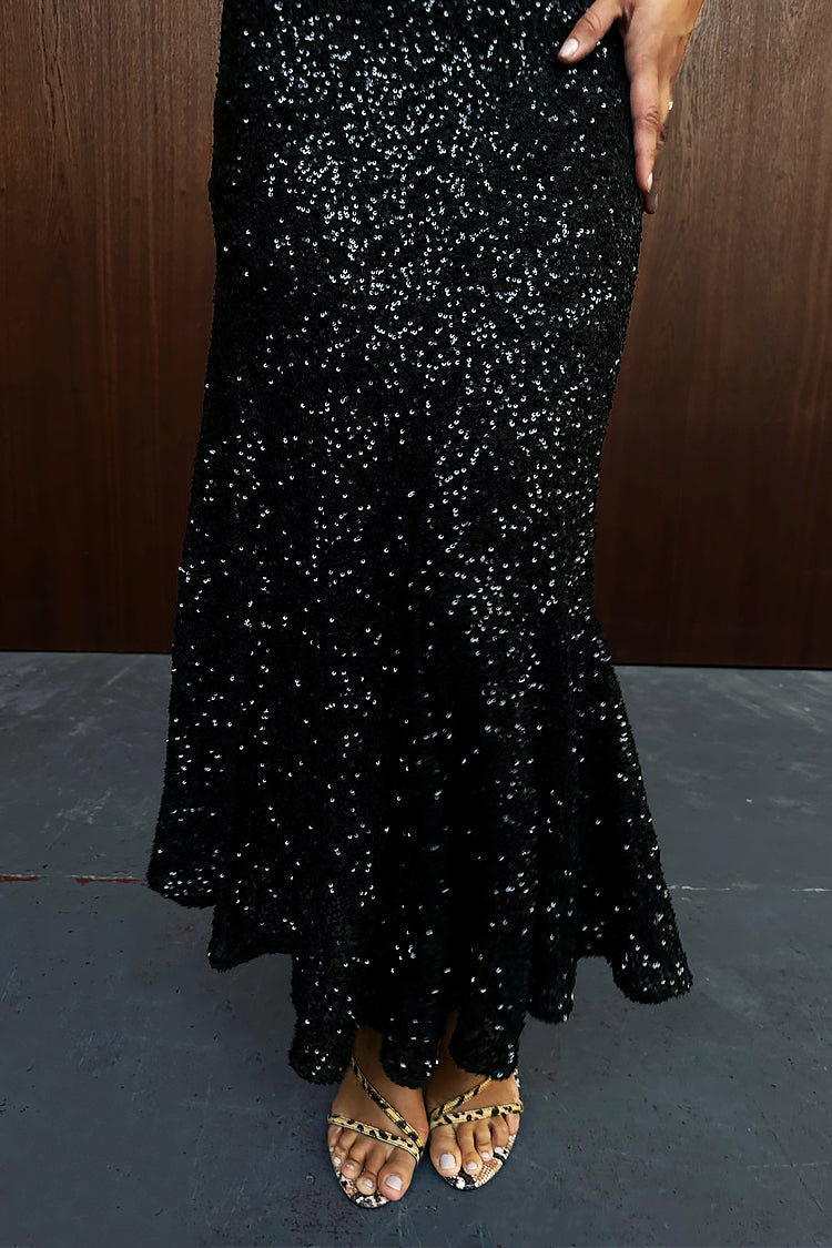 NEVER FULLY DRESSED Black Sequin Mya Dress