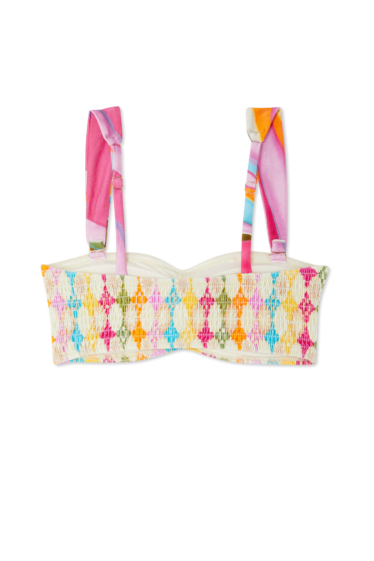 NEVER FULLY DRESSED Abstract Sheered Bikini Top