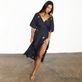 NEVER FULLY DRESSED Black Palm Camilla Wrap Dress