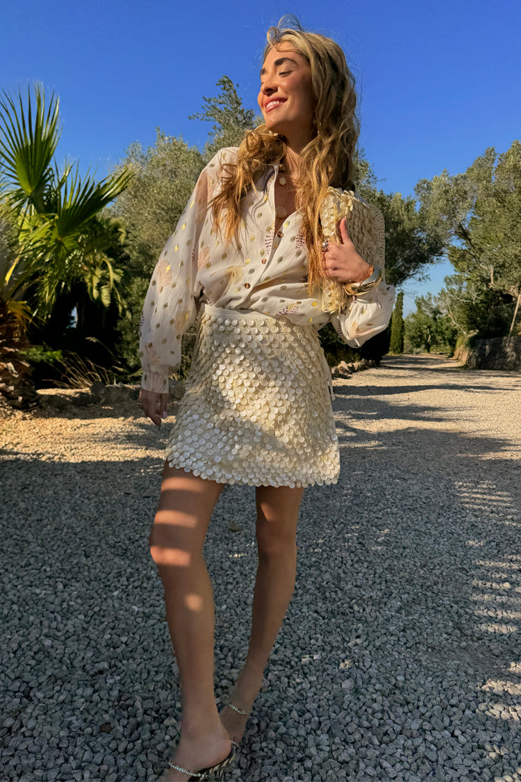 NEVER FULLY DRESSED Shell Mini Wrap Skirt