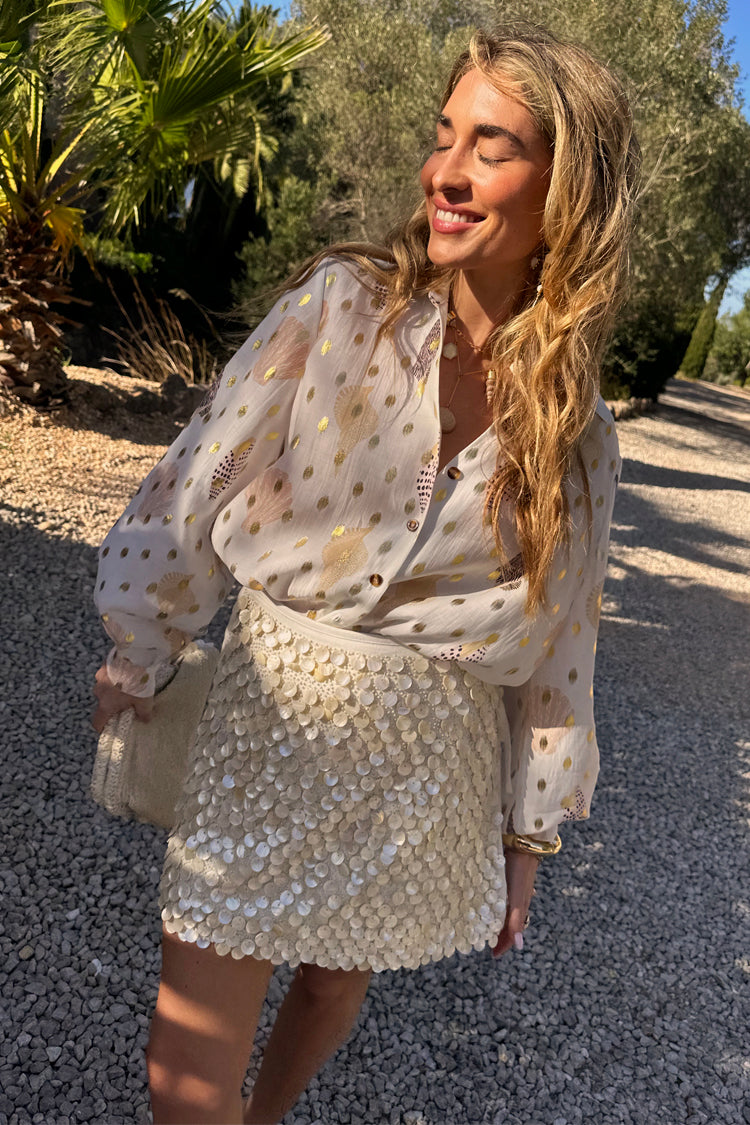 NEVER FULLY DRESSED Shell Mini Wrap Skirt