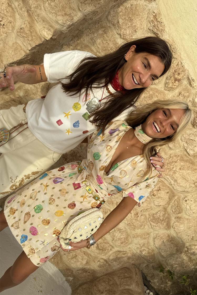  Cream Shell Mini Wrap Dress