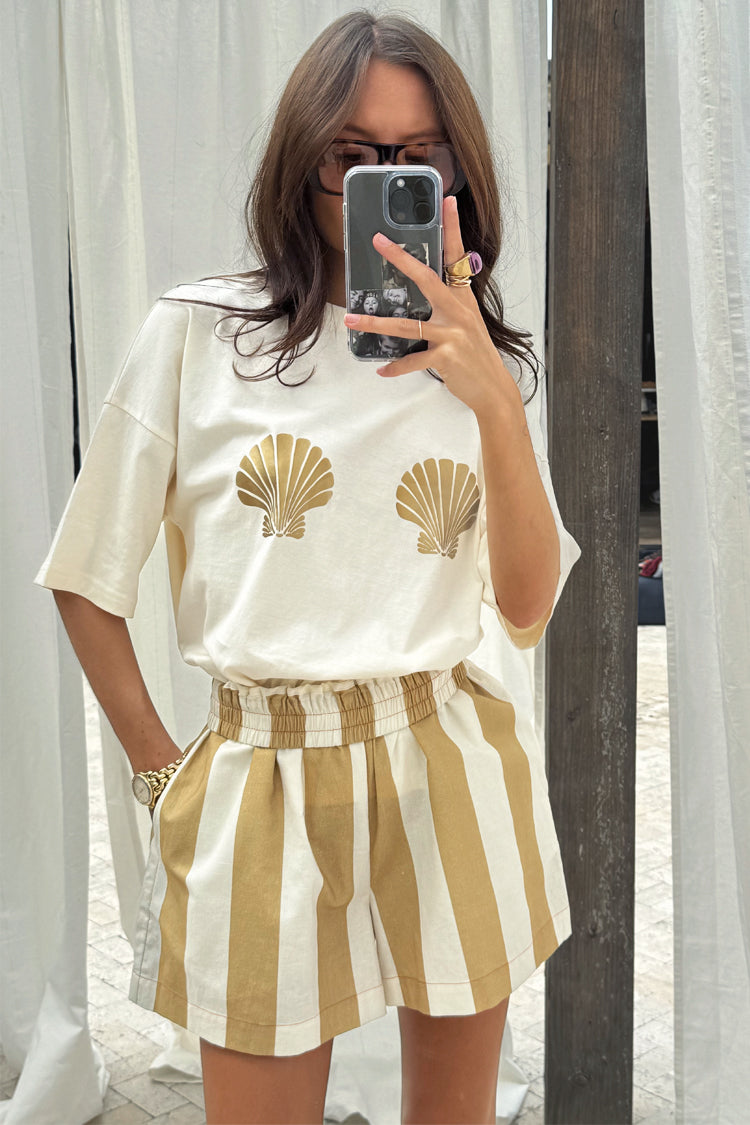 NEVER FULLY DRESSED Camel Stripe Elissa Shorts