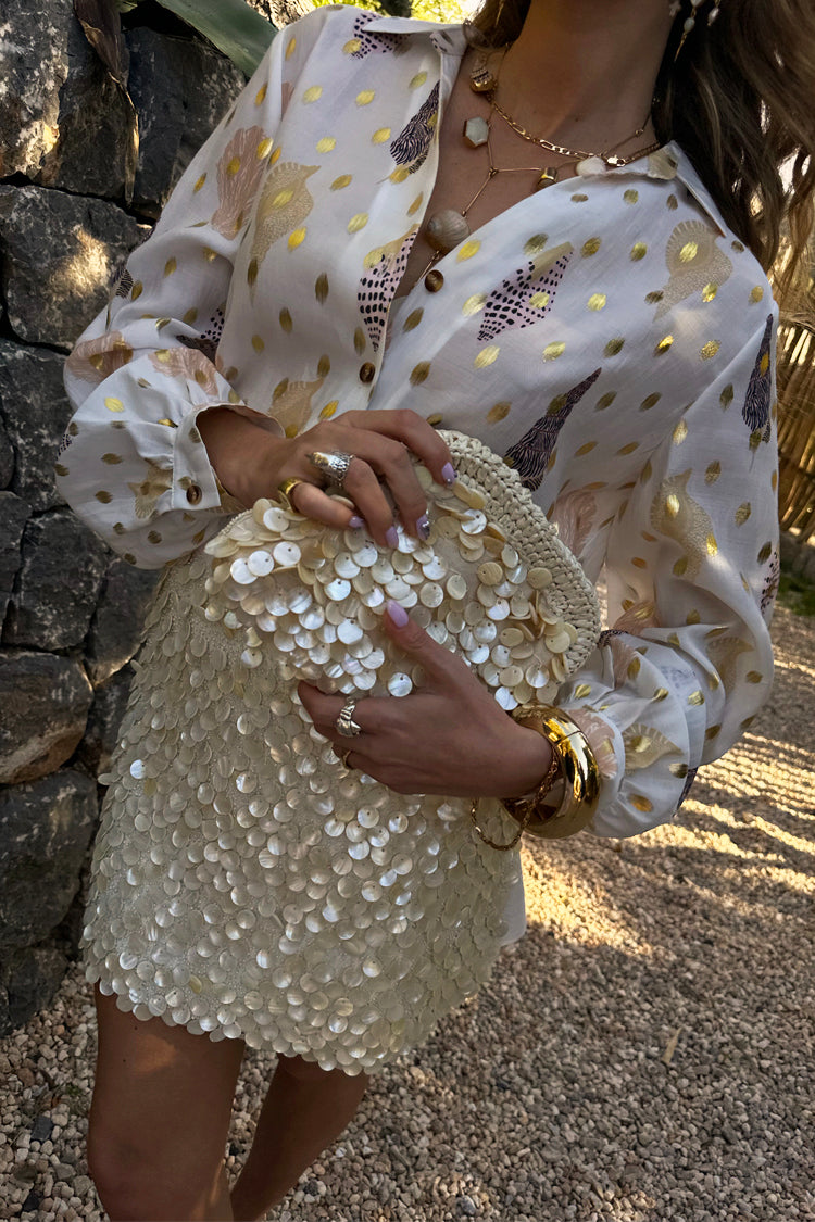 NEVER FULLY DRESSED Shells Miley Shirt With Gold Fleck