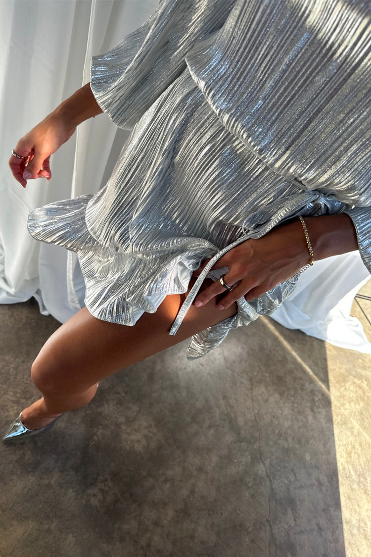 NEVER FULLY DRESSED Silver Plisse Marnie Dress