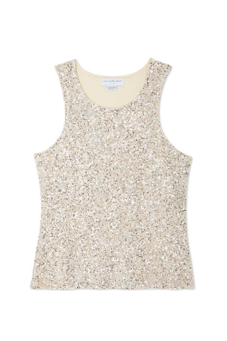 NEVER FULLY DRESSED Silver Sequin Tank Top