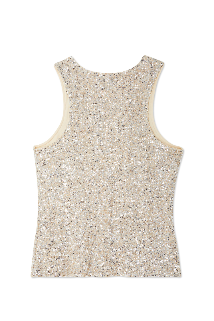 NEVER FULLY DRESSED Silver Sequin Tank Top