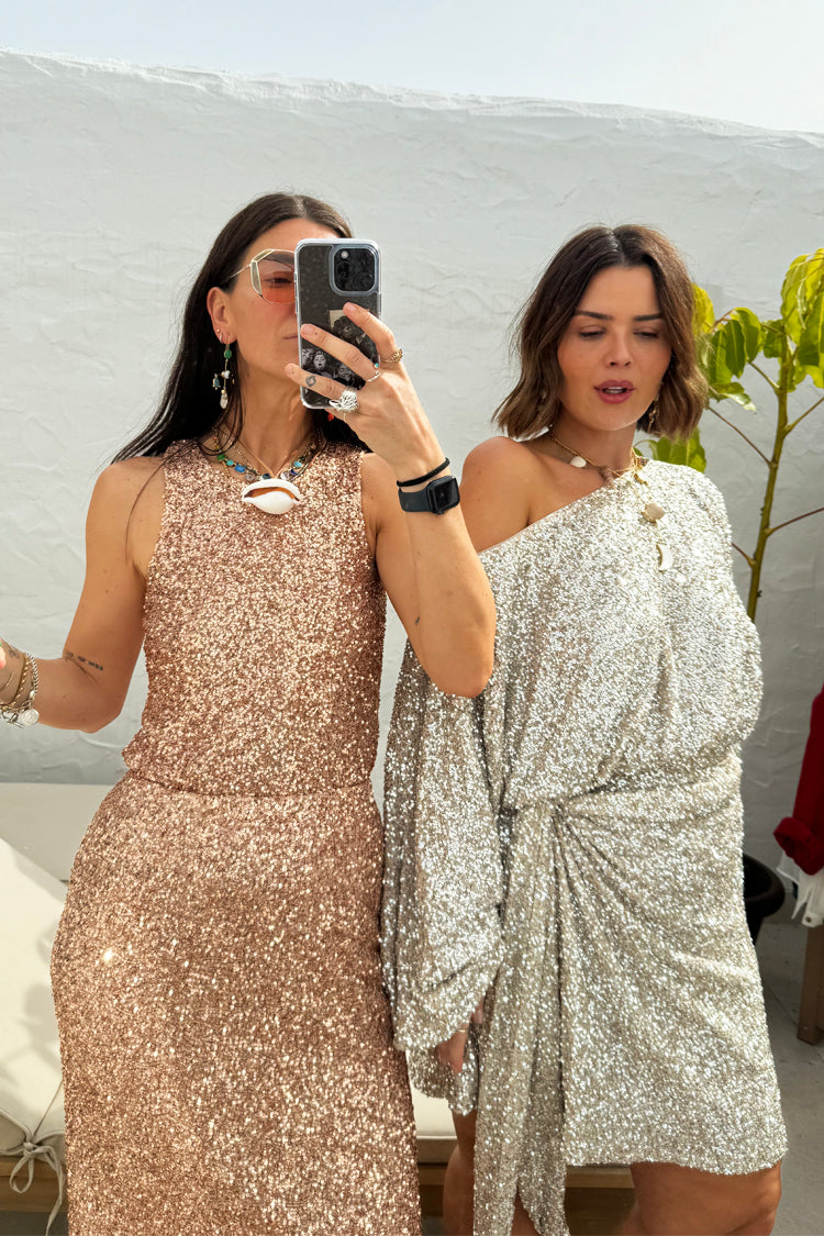 NEVER FULLY DRESSED Silver Sequin Tilly Top