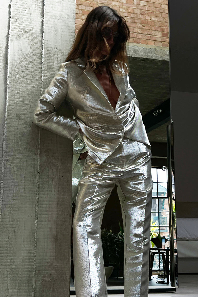 NEVER FULLY DRESSED Silver Milo Trousers