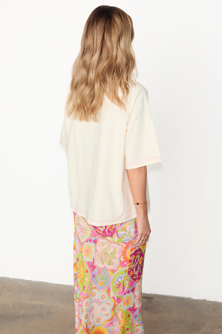 NEVER FULLY DRESSED Cream Abstract Snake T-shirt