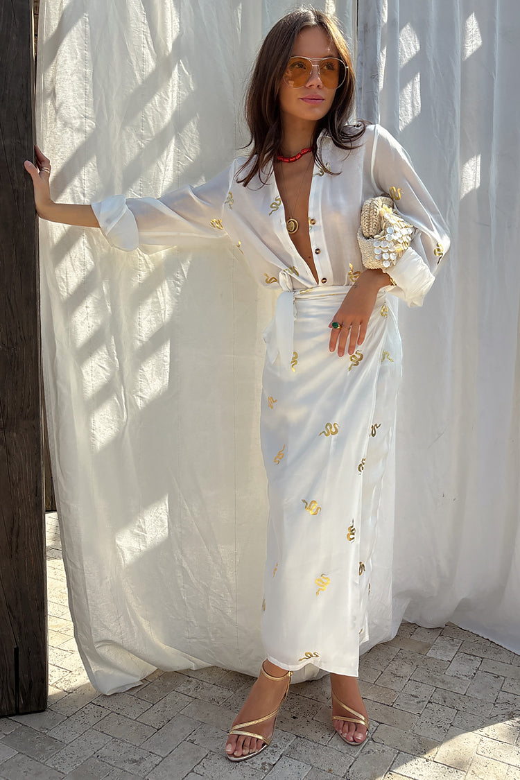 NEVER FULLY DRESSED Gold Snake Jaspre Wrap Skirt