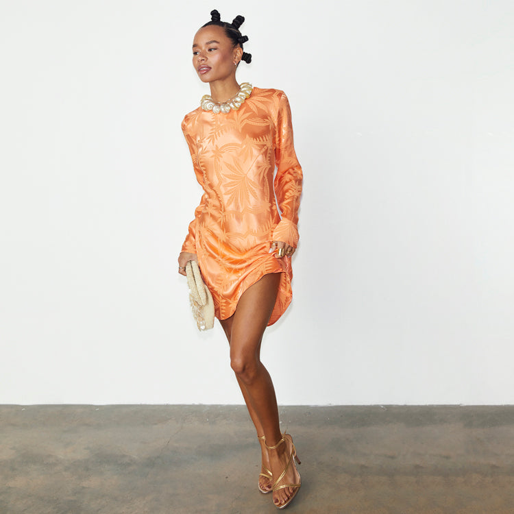 NEVER FULLY DRESSED Apricot Palm Mini Soho Dress