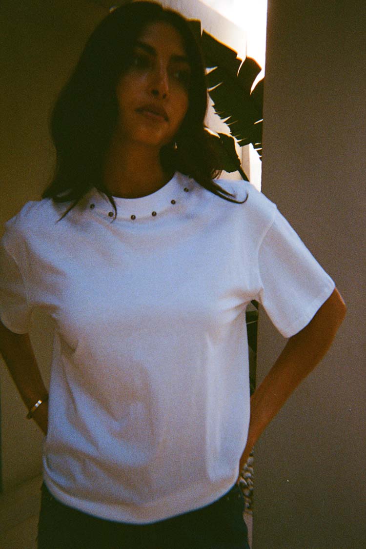 NEVER FULLY DRESSED White Studded T-Shirt