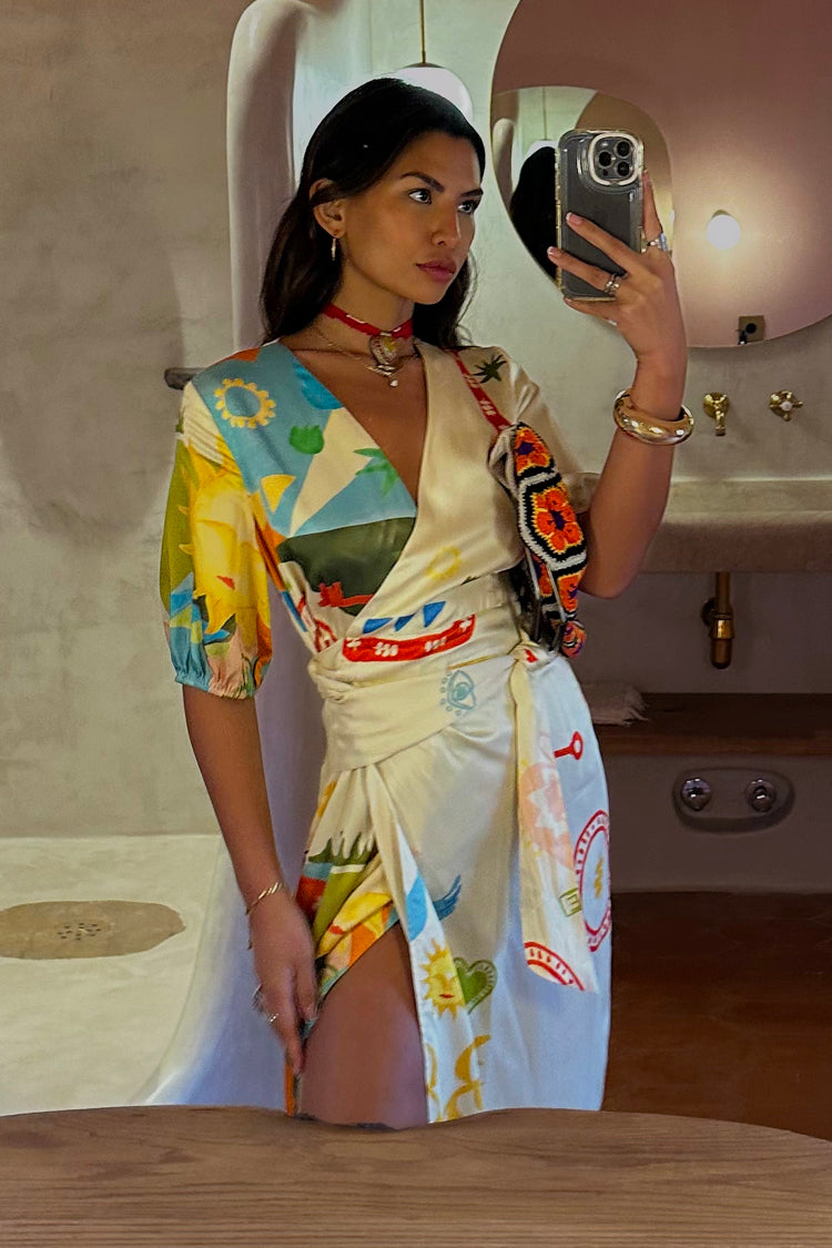 NEVER FULLY DRESSED Multi Sundazed Summer Vienna Wrap Dress Petite